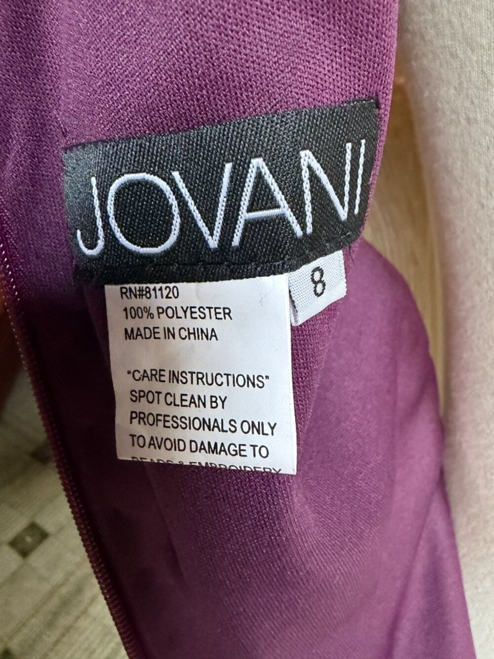 NWT Jovani 55191A Purple Glitter High Neck Mini Dress - size 8 - Picture 10 of 13
